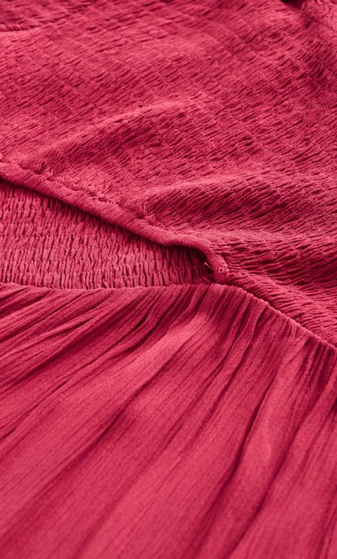 Evans Burgundy Red Shirred Maxi Dress 5