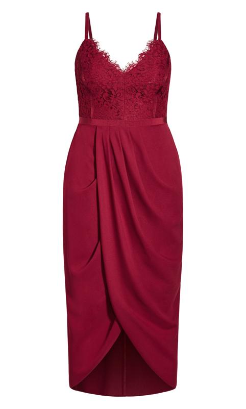 Evans Red Lace Wrap Maxi Dress 4