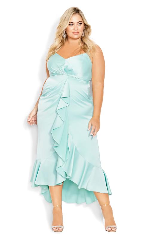 Plus Size  Evans Green Bella Ruffle Maxi Dress