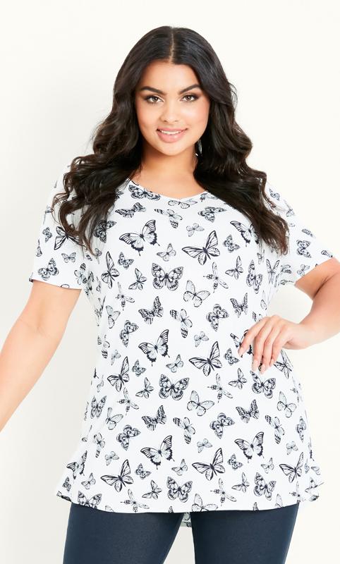 Butterfly Print White Top 2