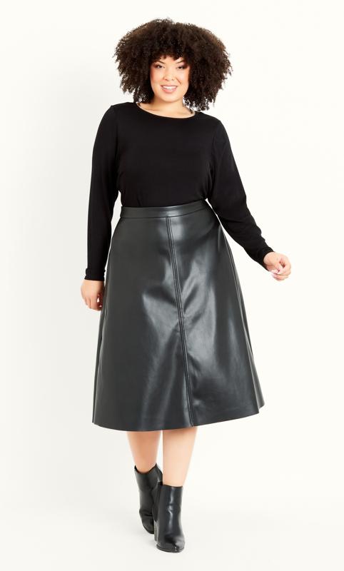 Plus Size  Evans Black PU Flippy Skirt