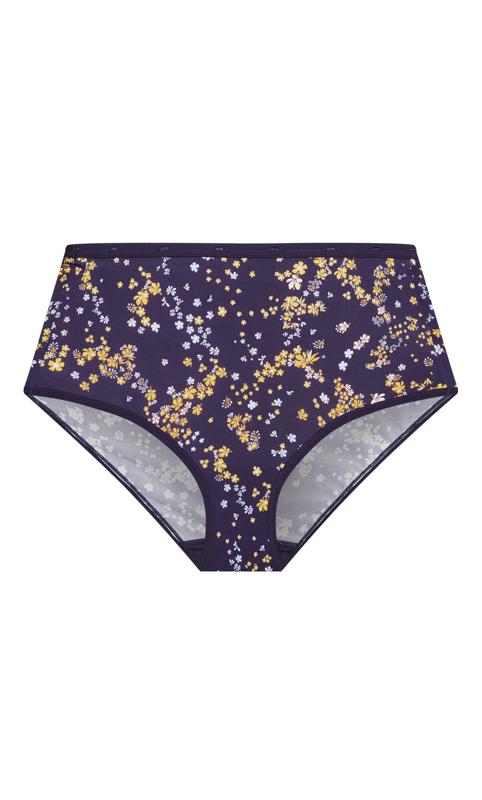 Evans Navy Blue & Yellow Floral Microfibre Full Brief 3