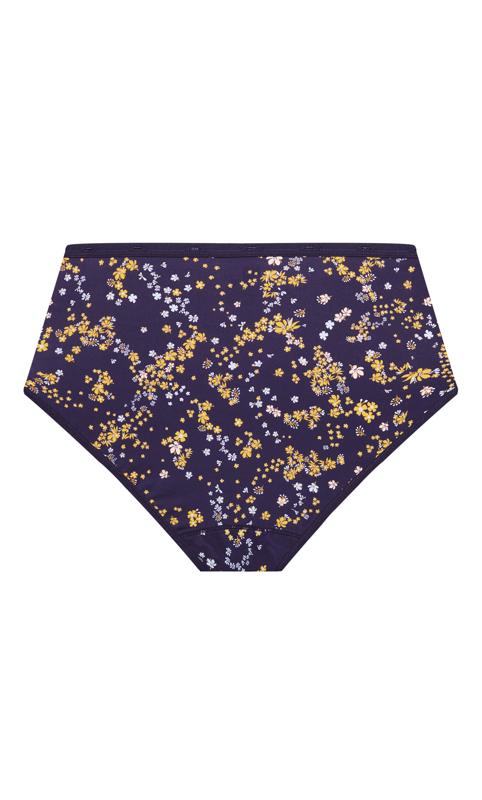 Evans Navy Blue & Yellow Floral Microfibre Full Brief 4
