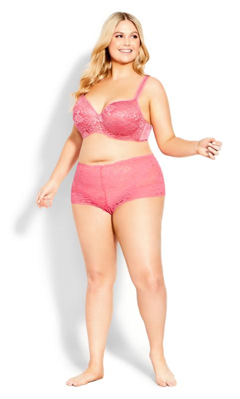 Plus Size  Evans Pink Lace Cheeky Brief