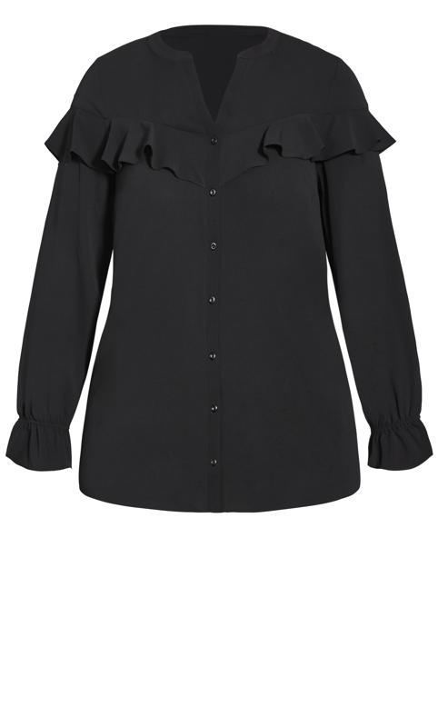 Frill Front Black Shirt 5