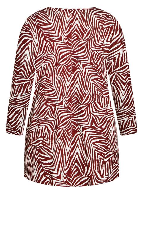 Evans Burgundy Red Zebra Print 3/4 Sleeve T-Shirt 6