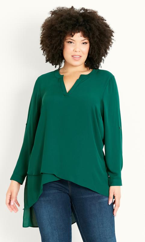 Green Woven Asymmetrical Shirt 2
