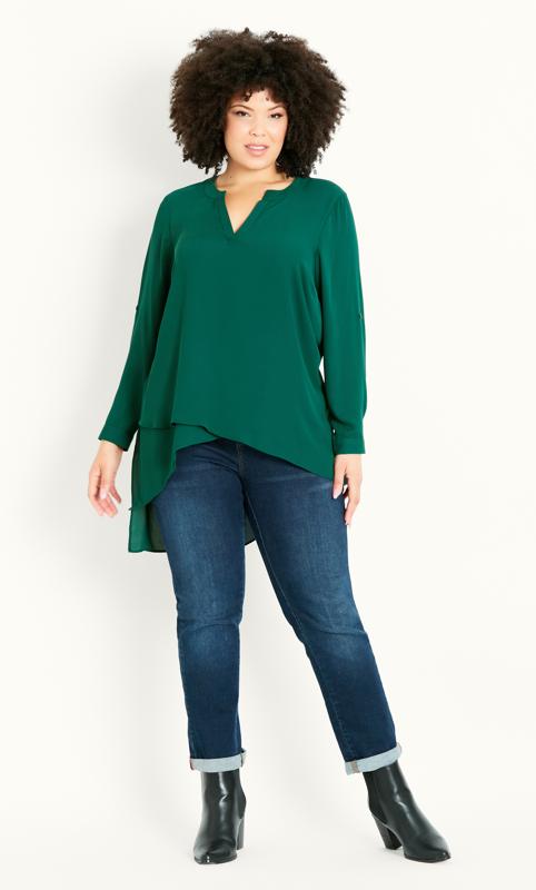 Plus Size  Evans Green Woven Asymmetrical Shirt