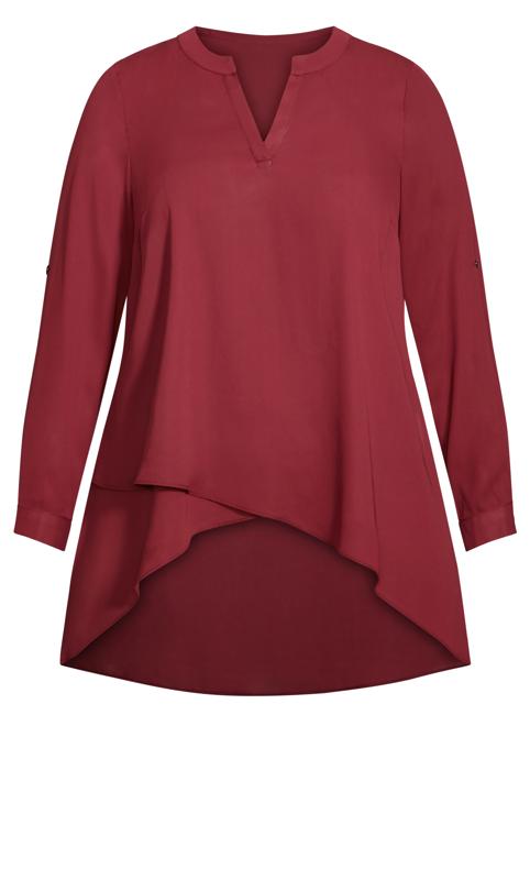 Red Woven Asymmetrical Shirt 11