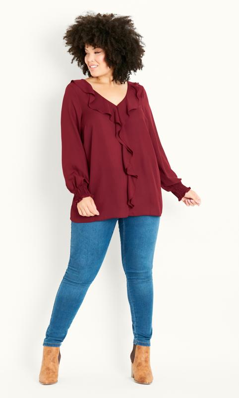 Frill Front Red Top 1