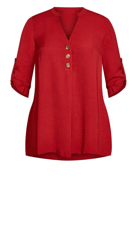 Evans Red Three Button Front Oversized Shirt 5