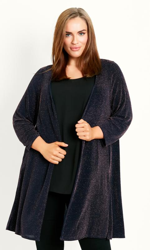 Sparkle Open Front Cardigan Navy 2