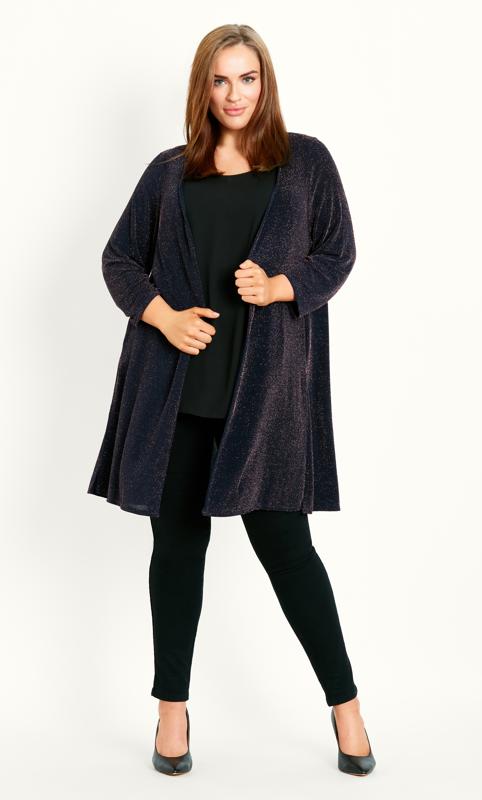 Sparkle Open Front Cardigan Navy 1