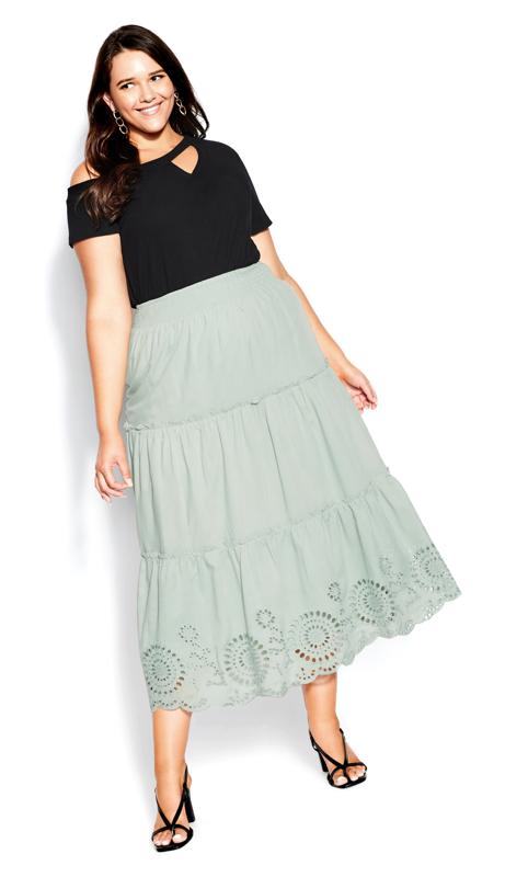 Plus Size  Evans Green Embroidered Detail Skirt