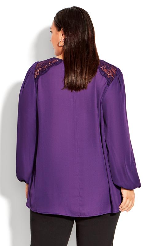 Evans Purple Lace Shoulder Blouse 3