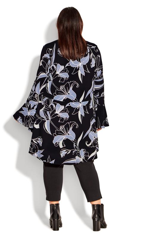 Evans Black Floral Flare Sleeve Tunic Top 4