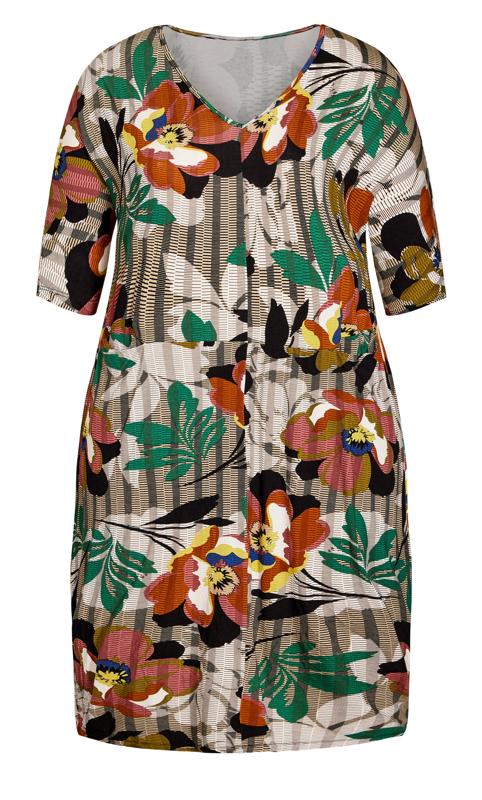 Evans Brown Stripe & Floral Mixed Print Midi Dress 3