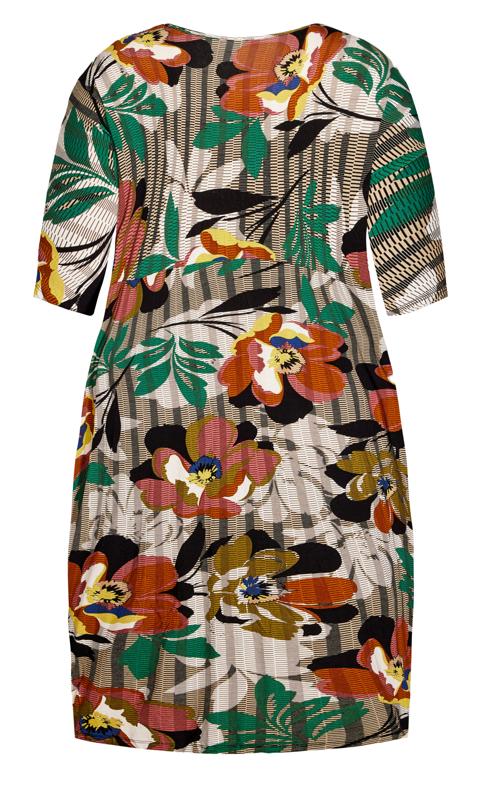 Evans Brown Stripe & Floral Mixed Print Midi Dress 4