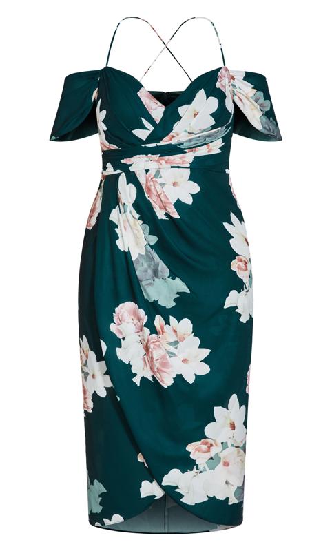 Emerald Floral Maxi Wrap Off-Shoulder Dress  4
