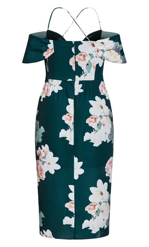 Emerald Floral Maxi Wrap Off-Shoulder Dress  5