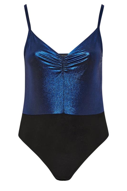 LIMITED COLLECTION Curve Cobalt Blue Foil Bodysuit | Yours Clothing 6