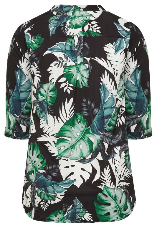 Curve Plus Size Green & Black Palm Leaf Print Shirt | Yours Clothing 7