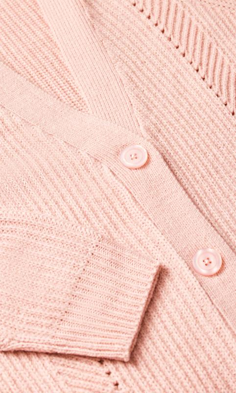 Evans Light Pink Button Through Knitted Cardigan | Evans 4