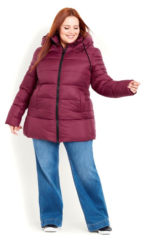 Evans Berry Red Padded Coat 6