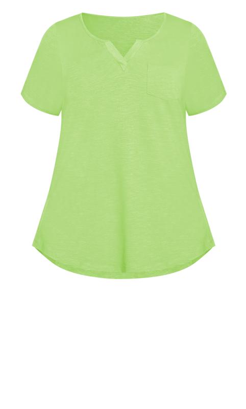 Evans Lime Green V-Neck Pocket T-Shirt 5