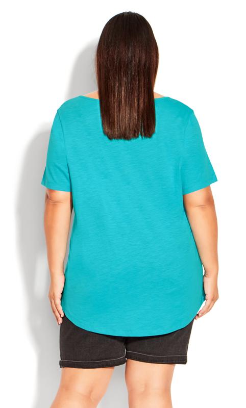 Evans Turquoise Blue V-Neck Pocket T-Shirt 4