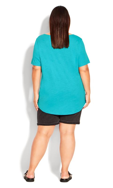 Evans Turquoise Blue V-Neck Pocket T-Shirt 5