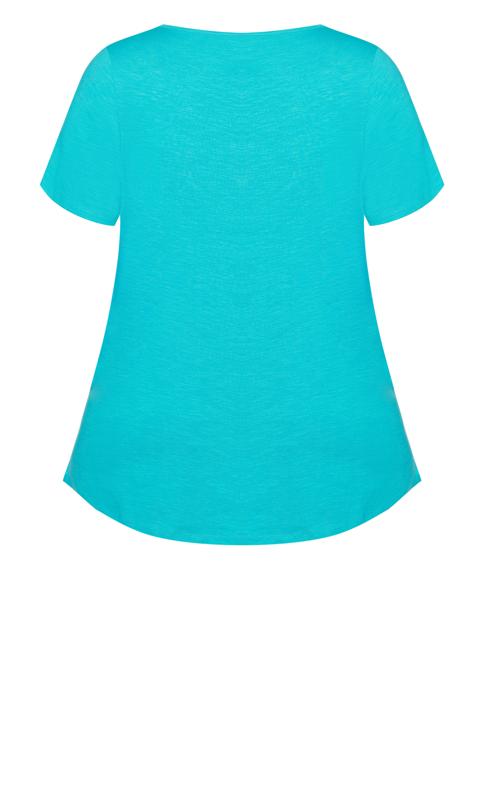 Evans Turquoise Blue V-Neck Pocket T-Shirt 7