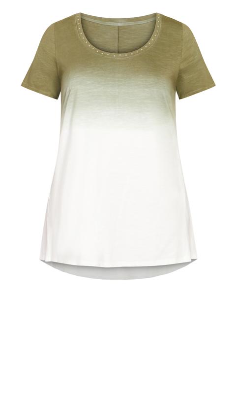 Evans Green Ombre Diamante Embellished T-Shirt 5