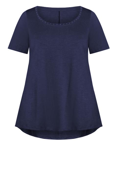 Evans Navy Blue Stud Detail T-Shirt 5