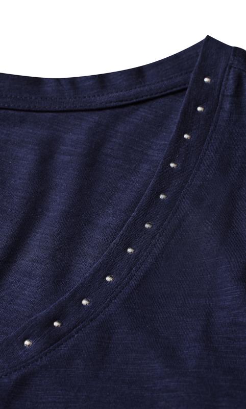 Evans Navy Blue Stud Detail T-Shirt 7