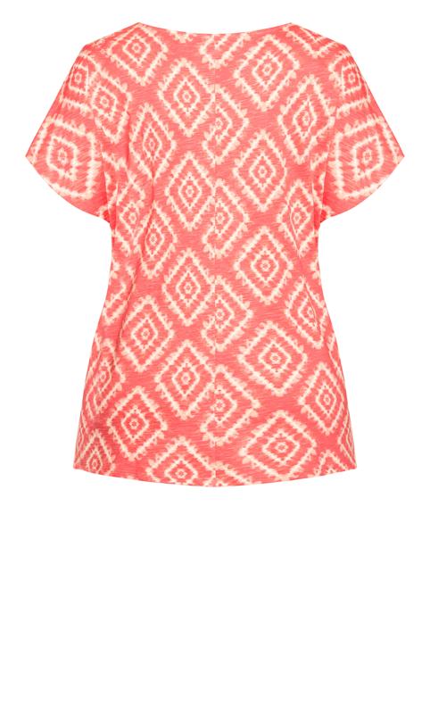 Evans Orange Geometric Print Tie Hem T-Shirt 7