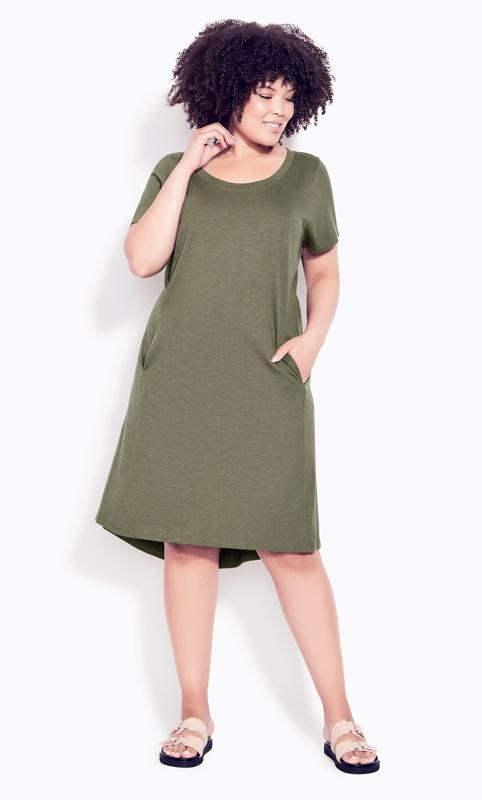Evans Green Pocket Detail T-Shirt Dress 1