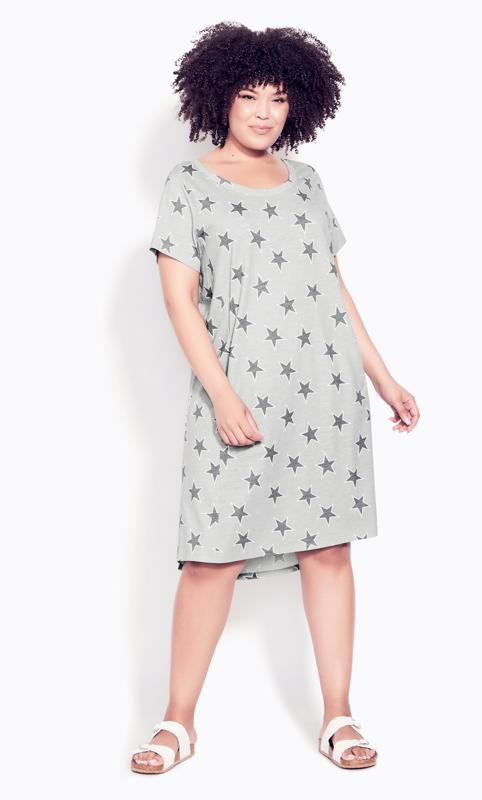 Evans Grey Star Print Pocket Midi Dress 1