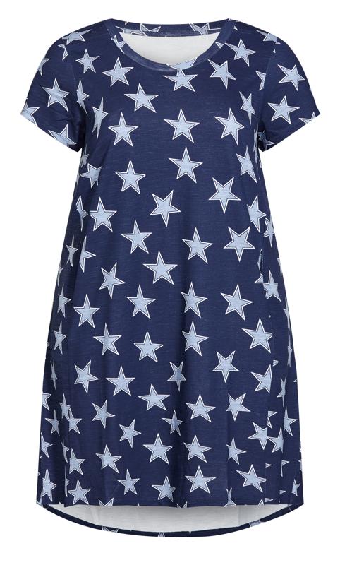 Evans Navy Blue Star Print Pocket Midi Dress 4