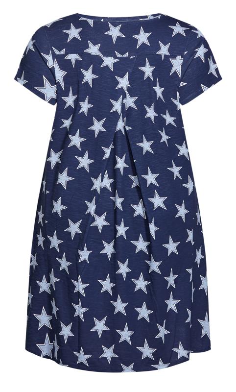 Evans Navy Blue Star Print Pocket Midi Dress 5