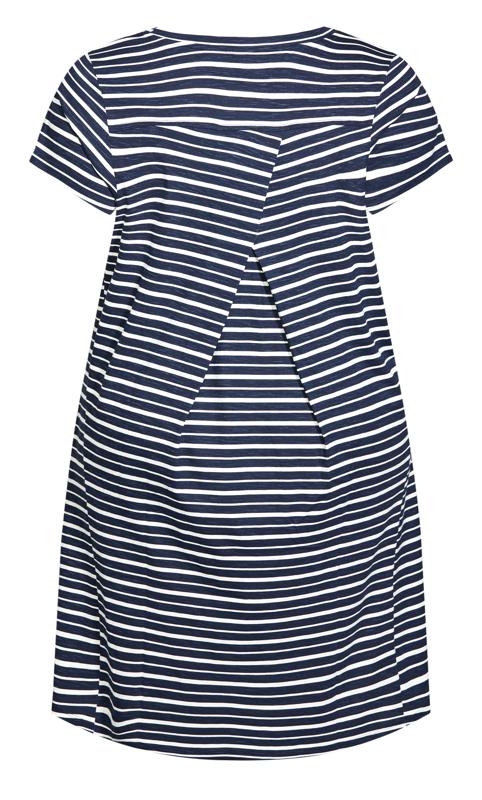 Evans Navy Blue Stripe Pocket Midi Dress 5