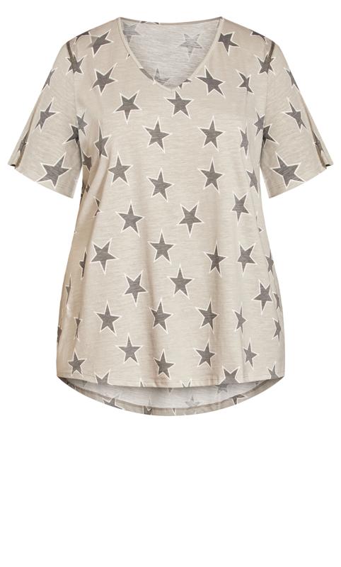 Evans Grey Star Print V-Neck T-Shirt 4
