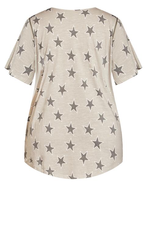 Evans Grey Star Print V-Neck T-Shirt 5