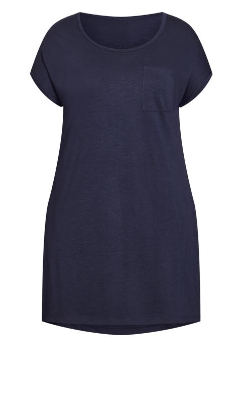 Evans Navy Blue Dipped Hem T-Shirt Dress 5