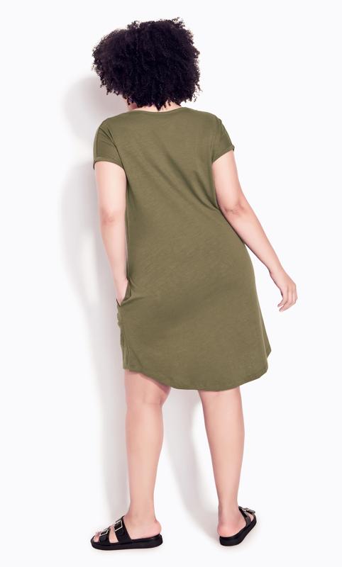 Evans Natural Olive Green Pocket Detail T-Shirt Dress 4