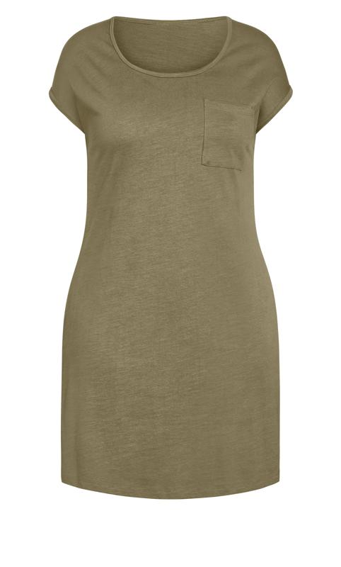 Evans Natural Olive Green Pocket Detail T-Shirt Dress 5