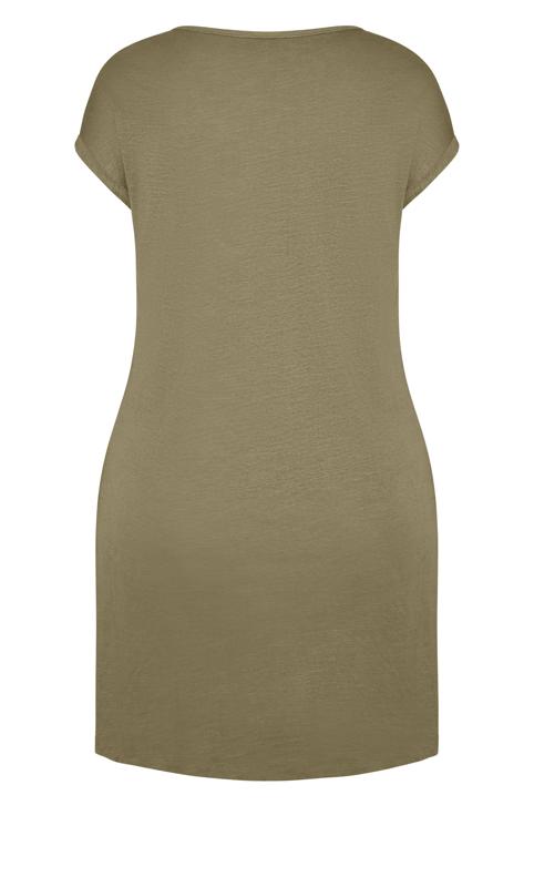 Evans Natural Olive Green Pocket Detail T-Shirt Dress 6