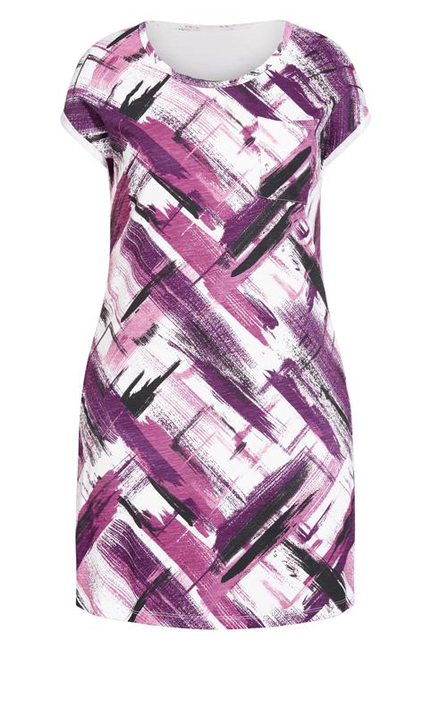 Evans Purple Abstract Stripe Jersey Dress 3
