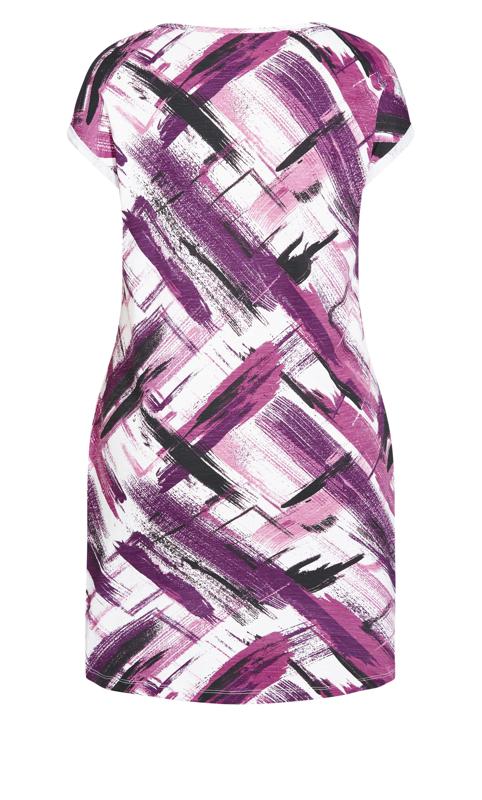 Evans Purple Abstract Stripe Jersey Dress 4