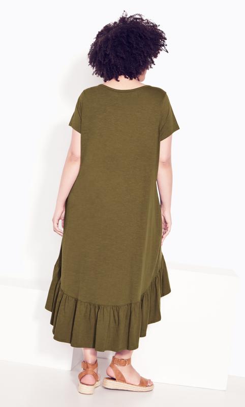 Evans Green Ella Ruffle Plain Dress 3
